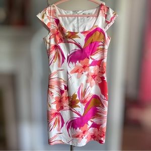 Madison Leigh Pink/Orange/White Floral Sheath Dress Sz. 8 or M